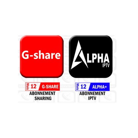 Abonnement  PACK G-SHARE 12.MOIS - ALPHA IPTV 12.MOIS